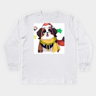 Cute St. Bernard Drawing Kids Long Sleeve T-Shirt